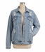 Distressed Denim Jacket for Women – Light Wash Oversized Jean Jacket