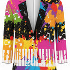 Women's Funky Music Note Piano Keys Splash Art Blazer
