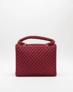 Handmade Crochet Burgundy Handbag | Gold Chain Strap, Boho Purse