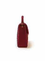 Handmade Crochet Burgundy Handbag | Gold Chain Strap, Boho Purse