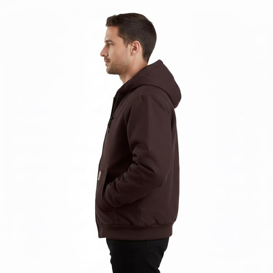 Carhartt Men’s Brown Hooded Canvas Work Jacket | Insulated Winter Coat