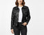 Unisex Black Faux Leather Trucker Jacket | White Stitch Moto Style