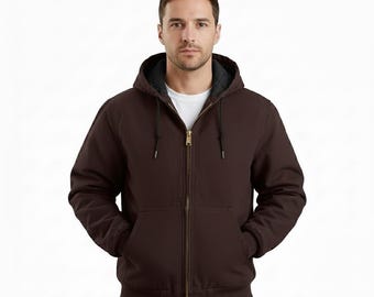 Carhartt Men’s Brown Hooded Canvas Work Jacket | Insulated Winter Coat