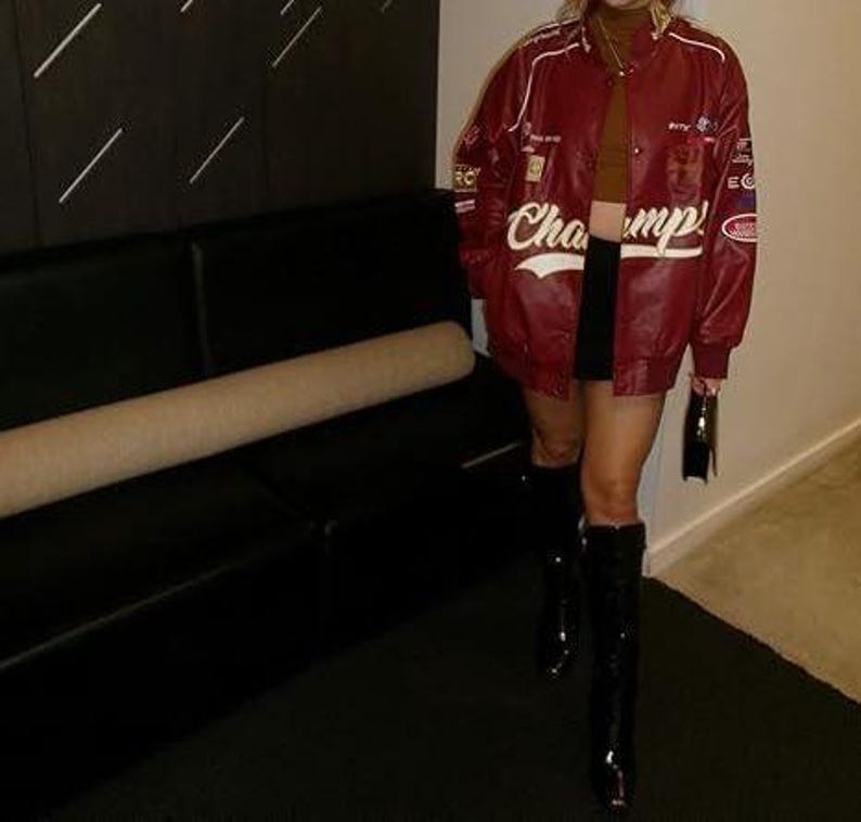 Faux Leather Jacket Women | Oversized Vegan Biker Coat