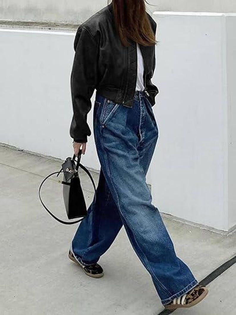 Cropped Faux Leather Bomber Jacket