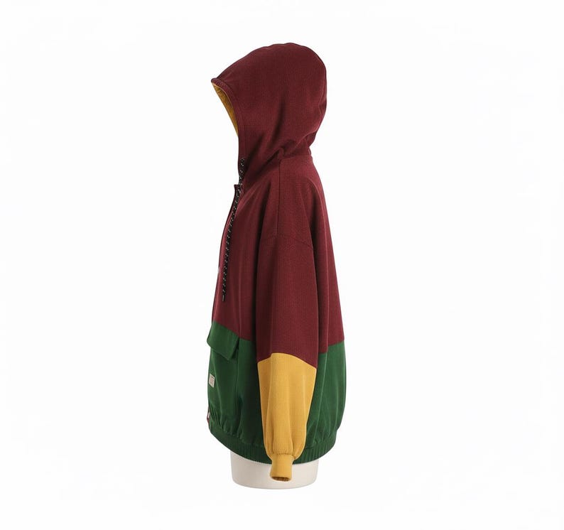 90’s Classic Color block Jacket – Retro Windbreaker Hoodie