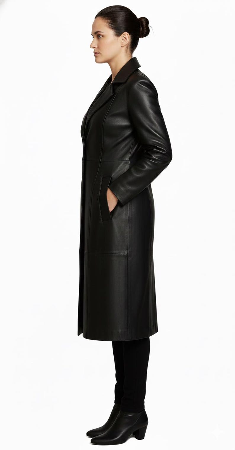 Wesley Costume Leather Trench Coat | Vintage Long Overcoat for Men & Women | Halloween Cosplay