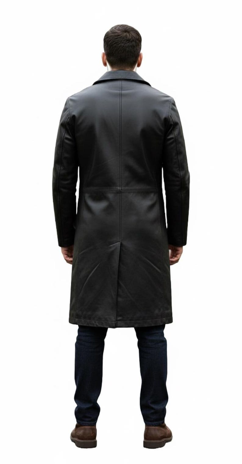 Wesley Costume Leather Trench Coat | Vintage Long Overcoat for Men & Women | Halloween Cosplay