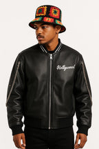 Unisex Chain Sleeve Bomber Jacket | Streetwear Leather Look Coat