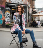 Women's Graffiti Art Blazer - Urban Street Style Jacket - Colorful Abstract Print Outerwear