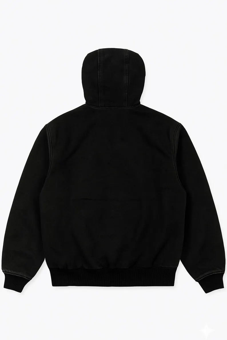 Black Canvas Hooded Work Jacket | Heavy Duty Streetwear Coat Secondary image