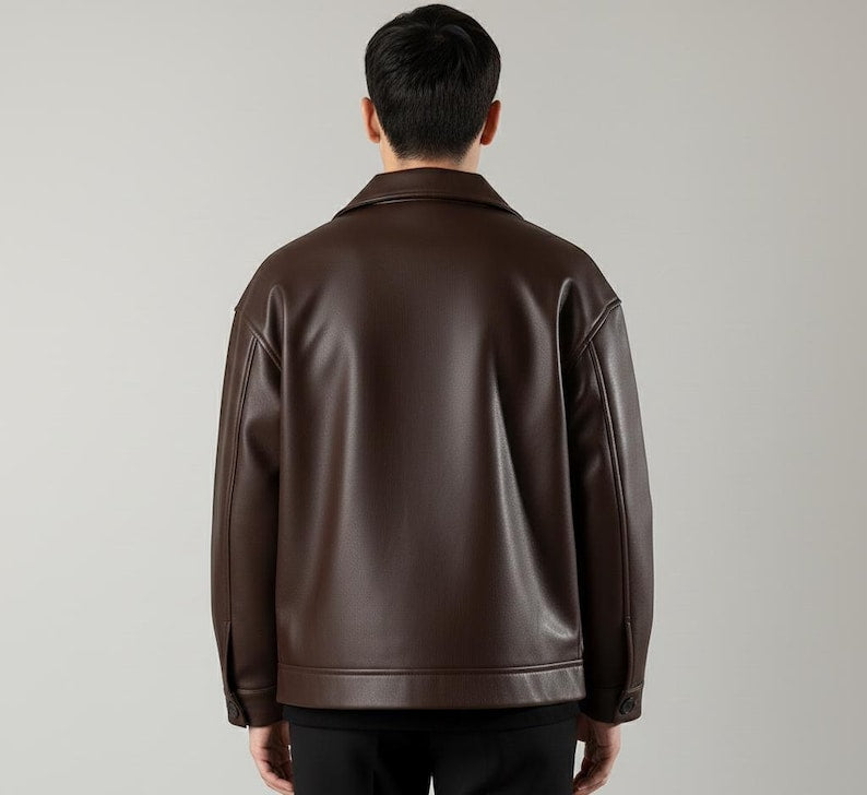 Genuine Leather Button-Up Jacket | Unisex Classic Outerwear