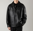 Genuine Leather Button-Up Jacket | Unisex Classic Outerwear