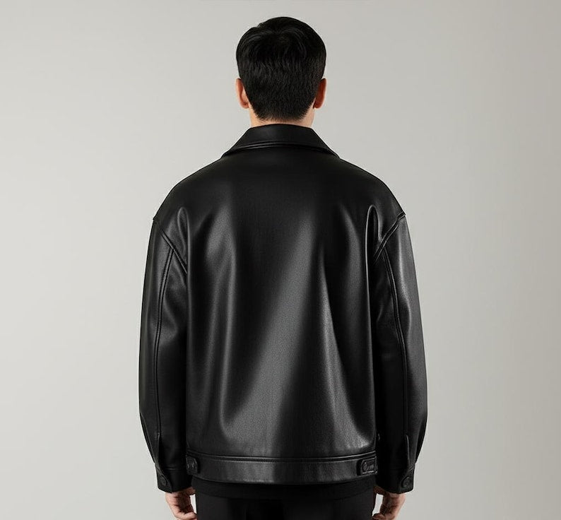 Genuine Leather Button-Up Jacket | Unisex Classic Outerwear