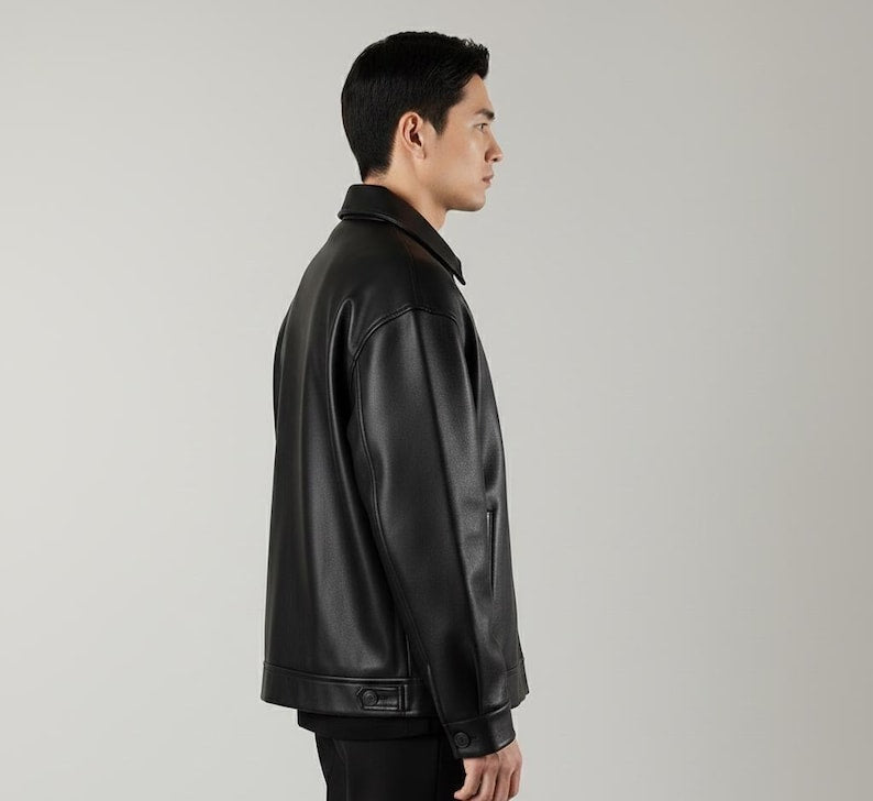 Genuine Leather Button-Up Jacket | Unisex Classic Outerwear