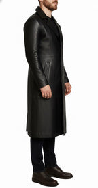 Wesley Costume Leather Trench Coat | Vintage Long Overcoat for Men & Women | Halloween Cosplay