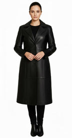 Wesley Costume Leather Trench Coat | Vintage Long Overcoat for Men & Women | Halloween Cosplay