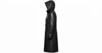 Gothic Hooded Faux Leather Trench Coat | Spider Web Embroidery