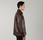 Genuine Leather Button-Up Jacket | Unisex Classic Outerwear