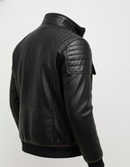 Black Genuine Leather Biker Jacket | Unisex Winter Coat