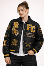 Leather Bomber Jacket | Unisex Dragon Varsity Jacket for Men & Women – Streetwear Jacket with Embroidery Premimum Look