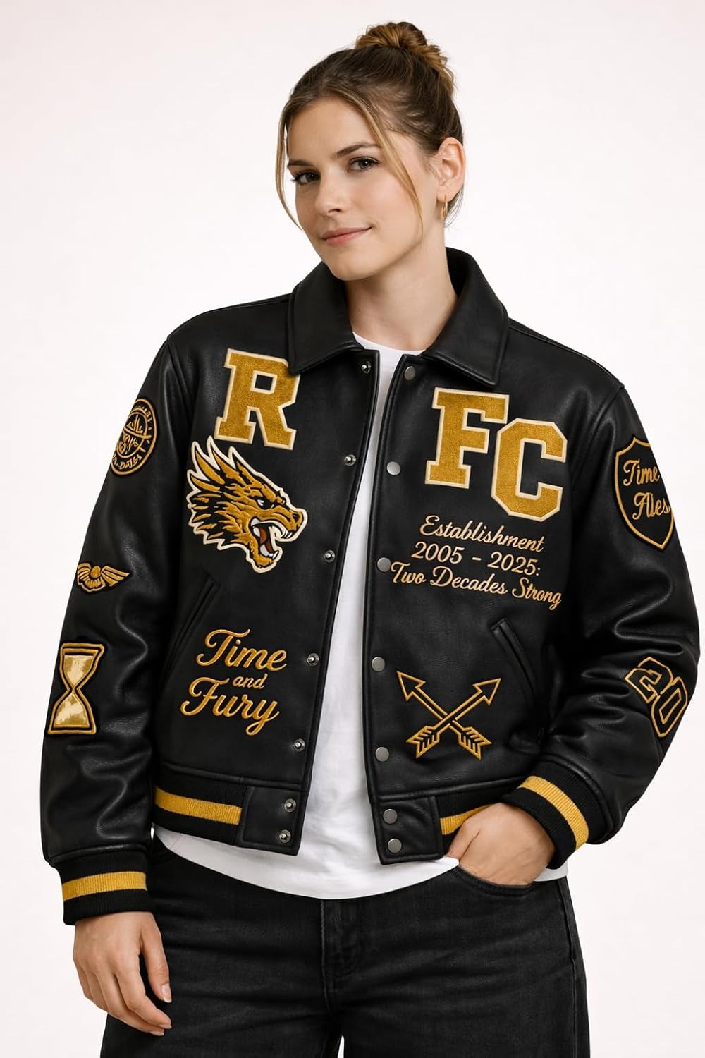 Leather Bomber Jacket | Unisex Dragon Varsity Jacket for Men & Women – Streetwear Jacket with Embroidery Premimum Look