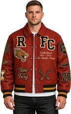 Leather Bomber Jacket | Unisex Dragon Varsity Jacket for Men & Women – Streetwear Jacket with Embroidery Premimum Look