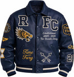 Leather Bomber Jacket | Unisex Dragon Varsity Jacket for Men & Women – Streetwear Jacket with Embroidery Premimum Look