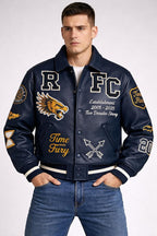 Leather Bomber Jacket | Unisex Dragon Varsity Jacket for Men & Women – Streetwear Jacket with Embroidery Premimum Look