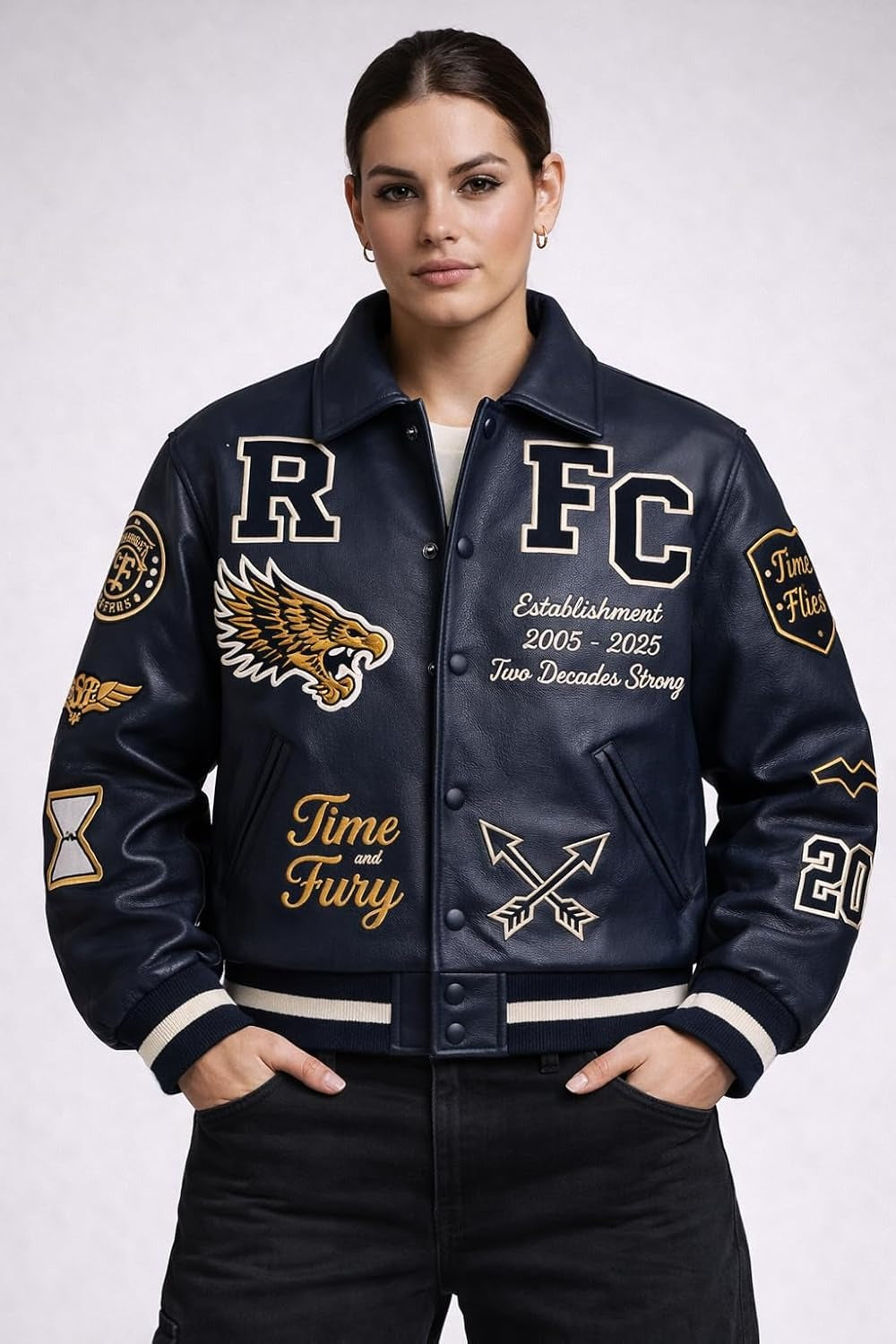 Leather Bomber Jacket | Unisex Dragon Varsity Jacket for Men & Women – Streetwear Jacket with Embroidery Premimum Look