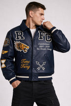 Leather Bomber Jacket | Unisex Dragon Varsity Jacket for Men & Women – Streetwear Jacket with Embroidery Premimum Look