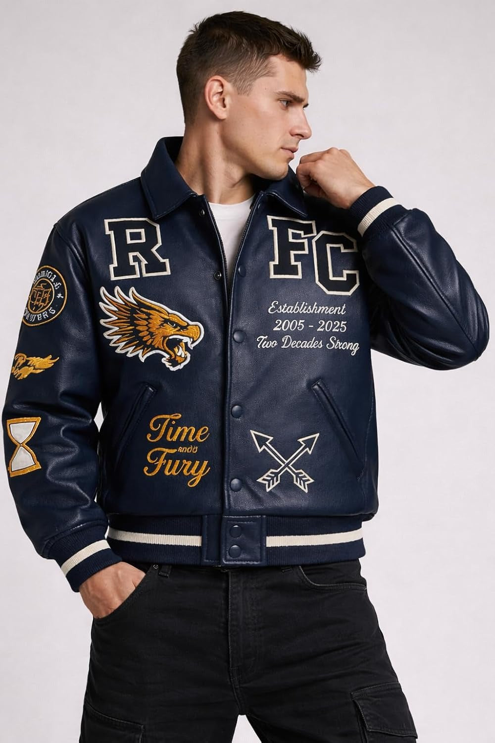 Leather Bomber Jacket | Unisex Dragon Varsity Jacket for Men & Women – Streetwear Jacket with Embroidery Premimum Look