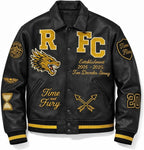 Leather Bomber Jacket | Unisex Dragon Varsity Jacket for Men & Women – Streetwear Jacket with Embroidery Premimum Look