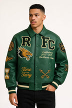 Leather Bomber Jacket | Unisex Dragon Varsity Jacket for Men & Women – Streetwear Jacket with Embroidery Premimum Look