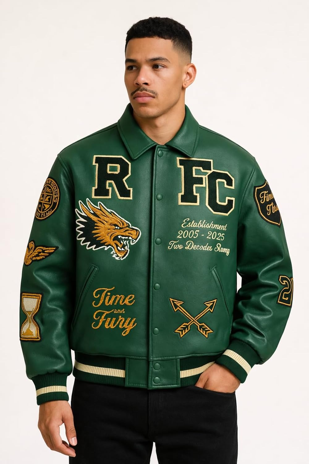 Leather Bomber Jacket | Unisex Dragon Varsity Jacket for Men & Women – Streetwear Jacket with Embroidery Premimum Look