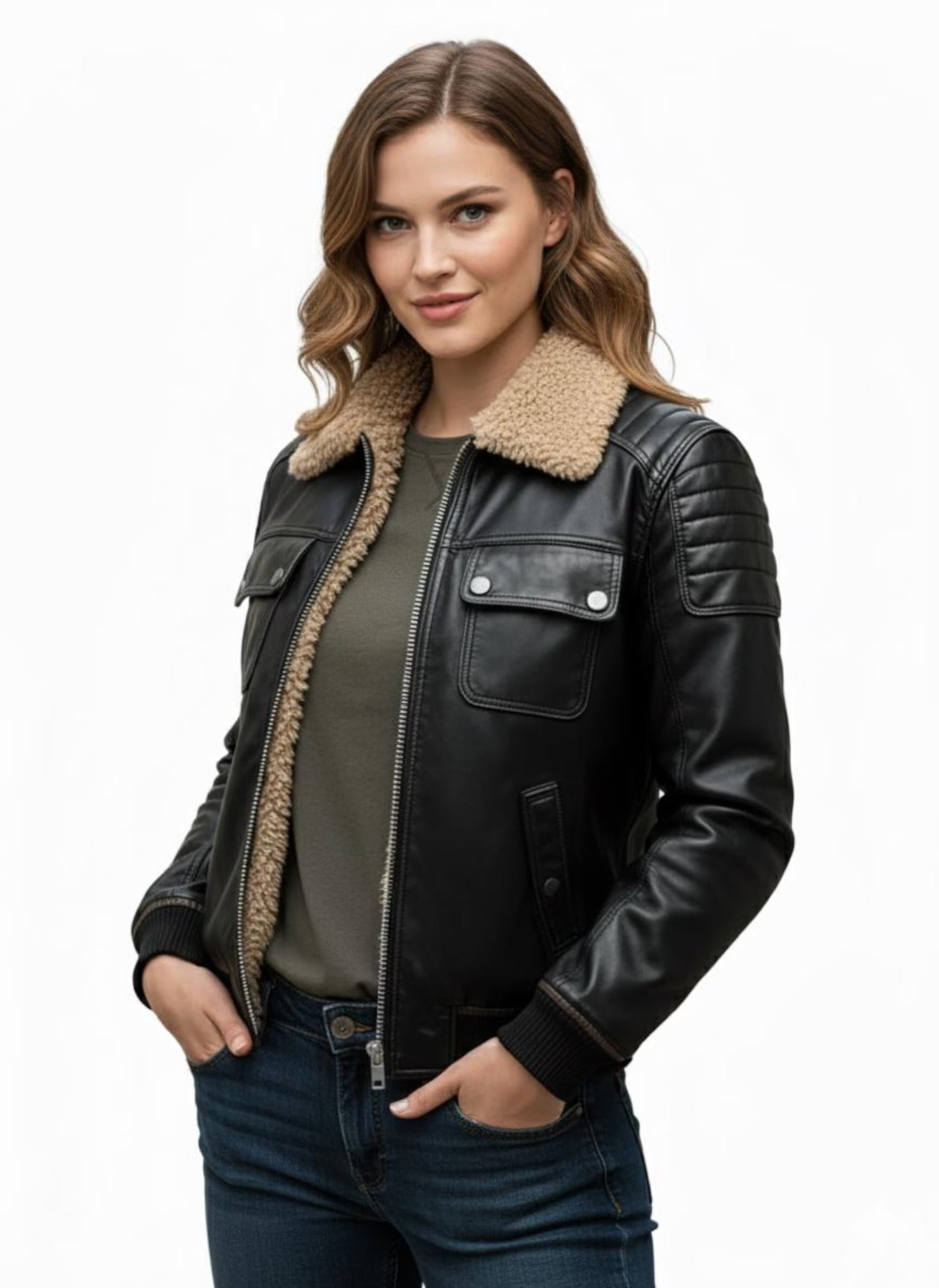 Black Genuine Leather Biker Jacket | Unisex Winter Coat
