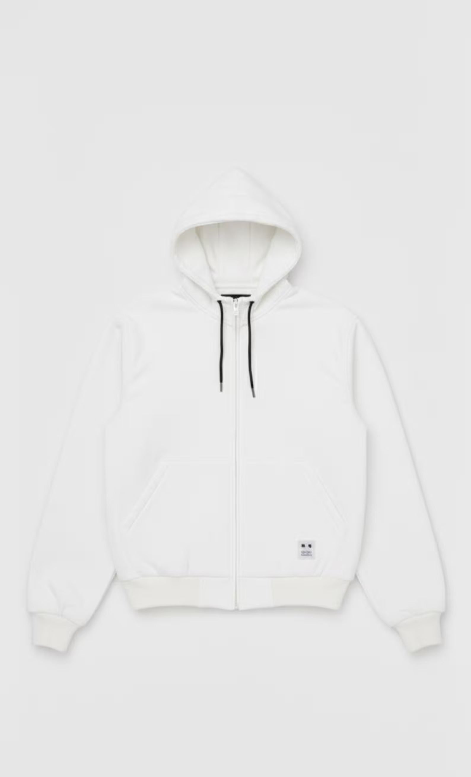 Unisex White Fleece Zip-Up Hoodie | Minimalist Winter Jacket