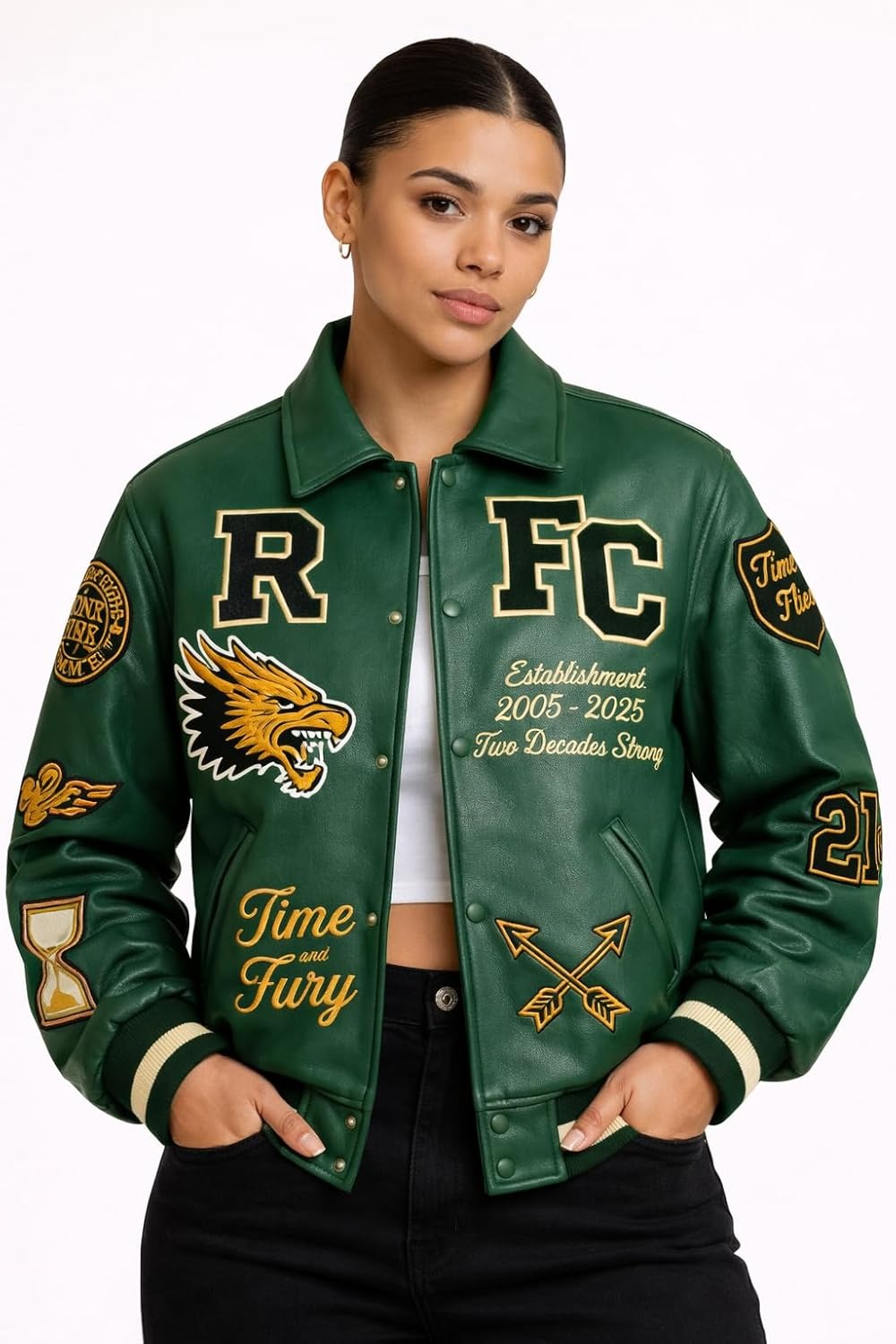 Leather Bomber Jacket | Unisex Dragon Varsity Jacket for Men & Women – Streetwear Jacket with Embroidery Premimum Look