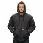 Unisex Black Workwear Bomber Hoodie | Heavy Duty Zip-Up Winter Coat