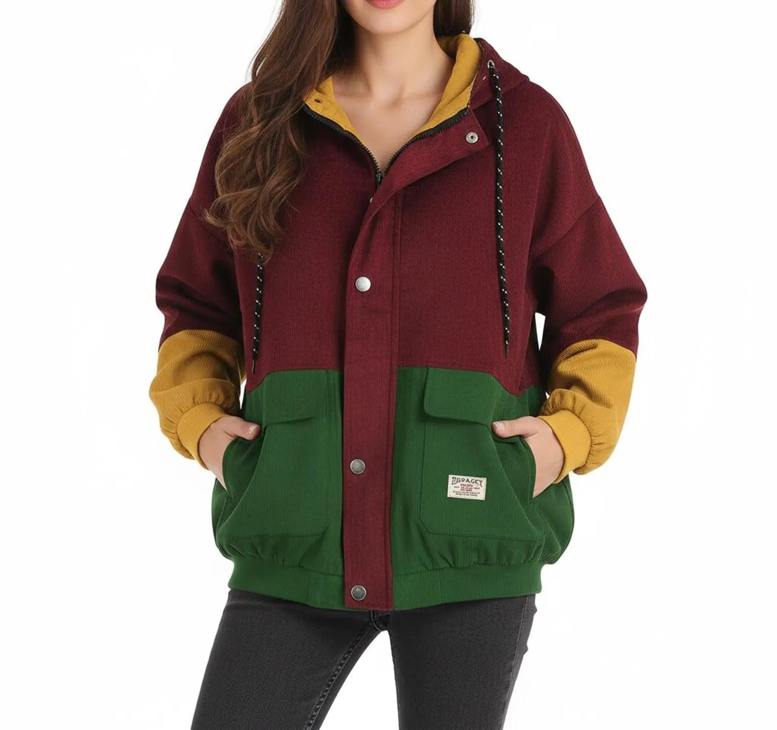 90’s Classic Color block Jacket – Retro Windbreaker Hoodie