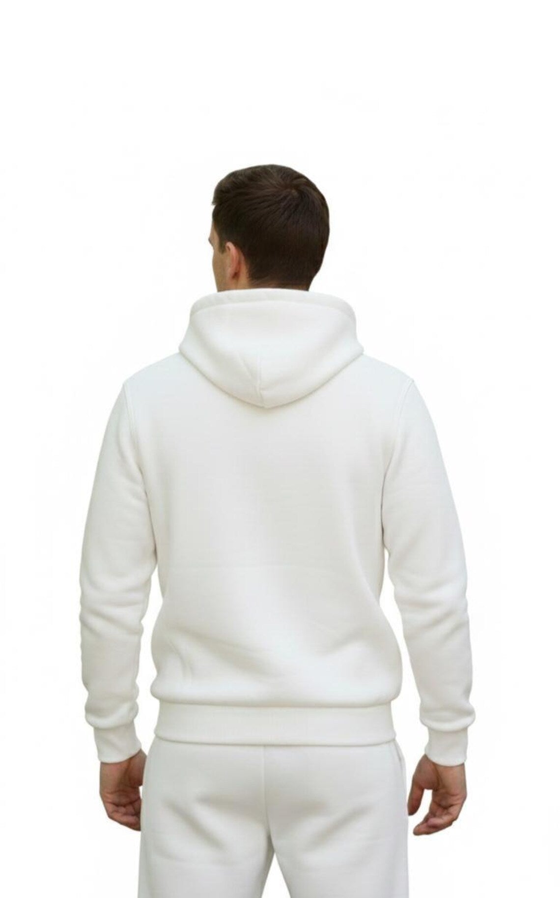 Unisex White Fleece Zip-Up Hoodie | Minimalist Winter Jacket Secondary image