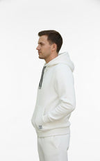 Unisex White Fleece Zip-Up Hoodie | Minimalist Winter Jacket