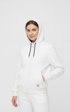 Unisex White Fleece Zip-Up Hoodie | Minimalist Winter Jacket