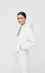 Unisex White Fleece Zip-Up Hoodie | Minimalist Winter Jacket